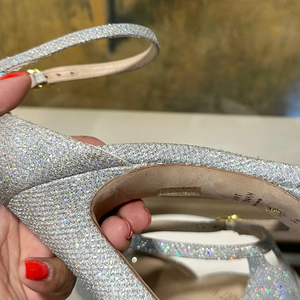 🌹STUART WEITZMAN🌹 Disco Platform Sandal In Silver Size: 9.5